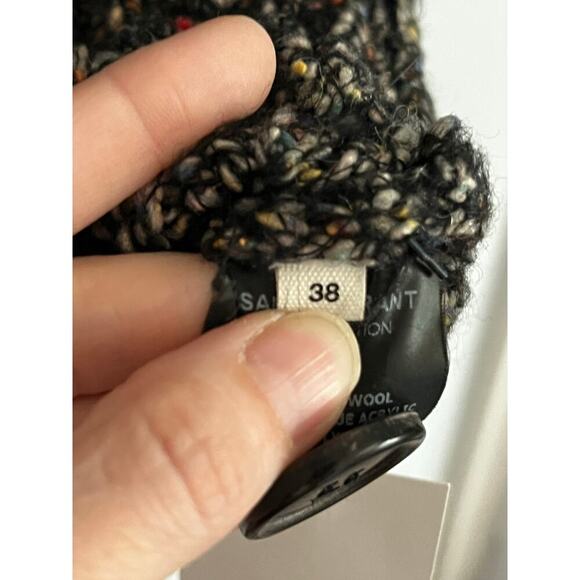 Isabel Marant Etoile Oversized Wool Blend Speckled Black V Neck Cardigan 38/ M - Picture 6 of 8